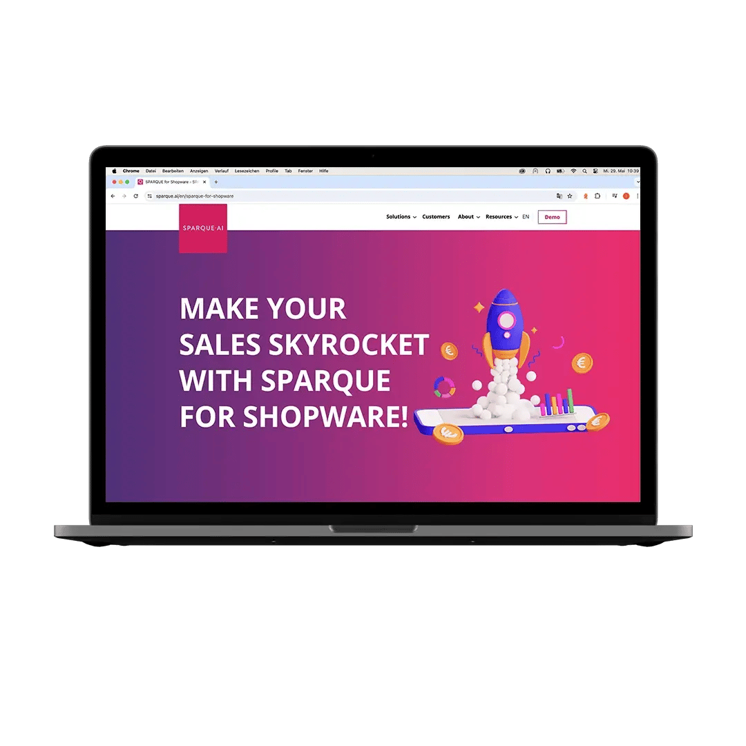 Titel Image from the Website Sparque for Shopware on an Macbook.