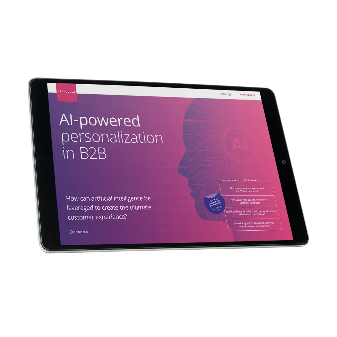 An iPad that has the Titel Image from the AI-powered personalization on the screen.