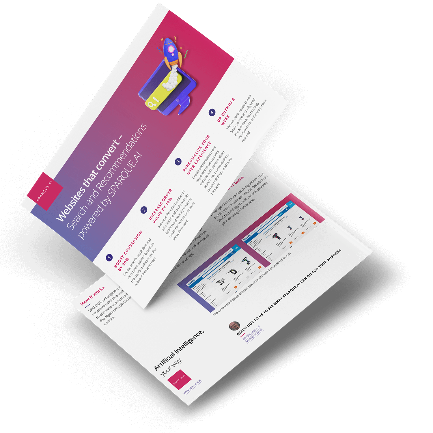 search and recommendations powered by SPARQUE.AI - product information brochure  